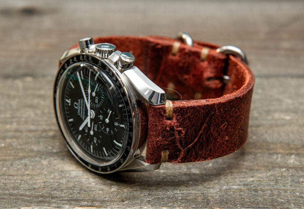 Suede vintage leather watch strap (Heritage), handmade in Finland - finwatchstraps