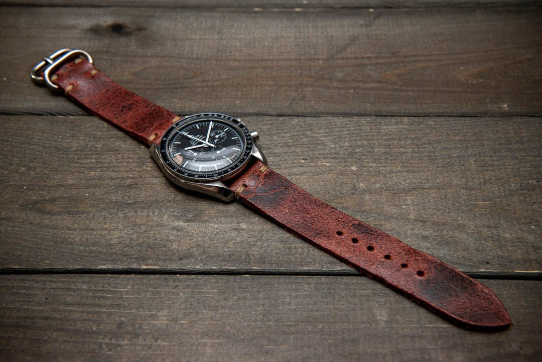 Suede vintage leather watch strap (Heritage), handmade in Finland - finwatchstraps