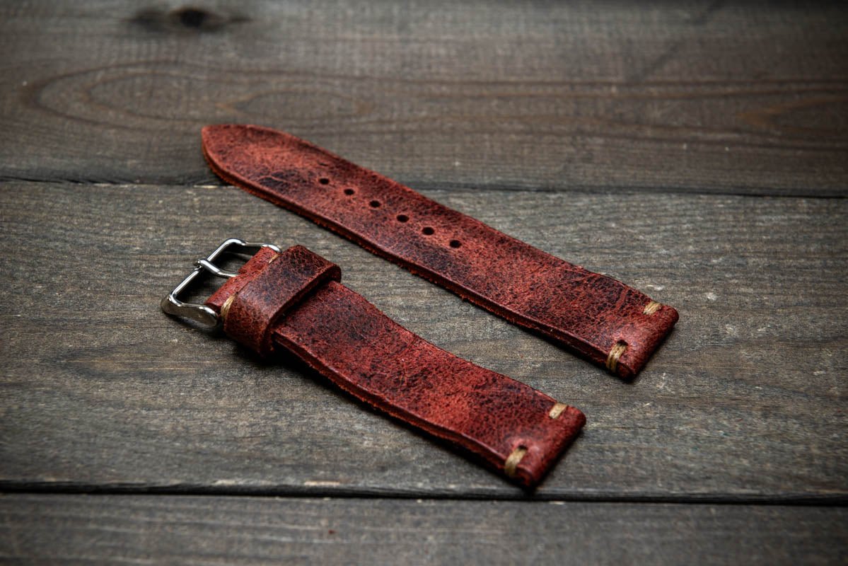 Suede vintage leather watch strap (Heritage), handmade in Finland - finwatchstraps