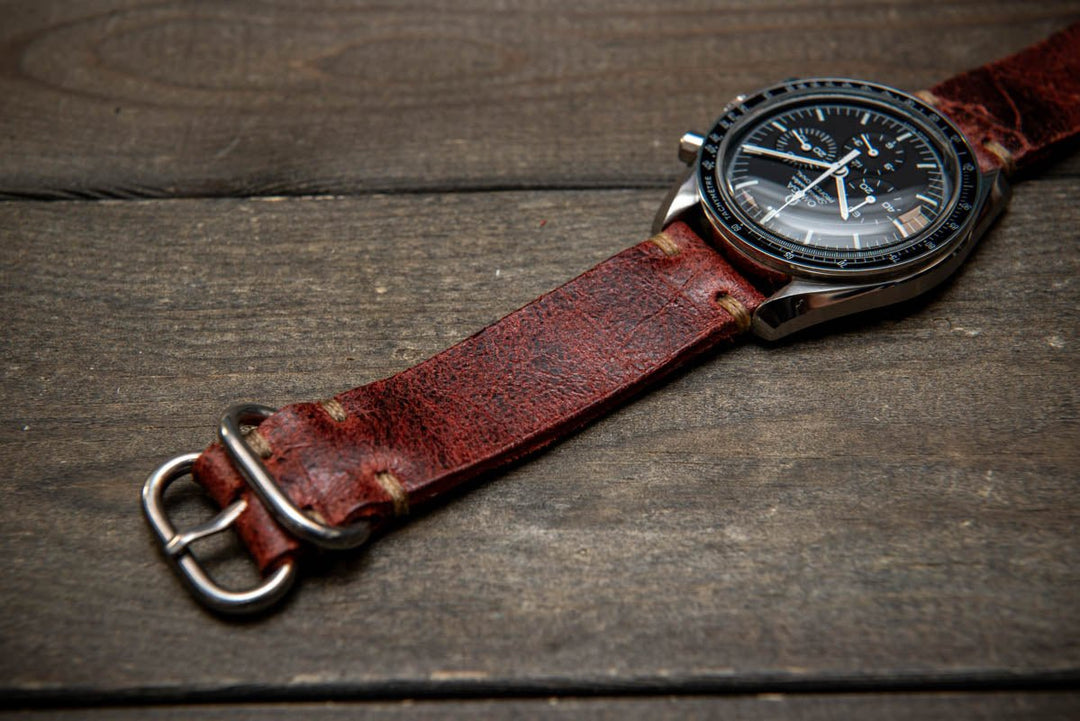 Suede vintage leather watch strap (Heritage), handmade in Finland - finwatchstraps