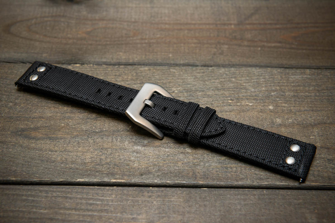 Cordura Canvas waterproof watch strap, Quick-release spring bars are installed, lined with Lorica eco-leather by FinWacthStraps® - finwatchstraps