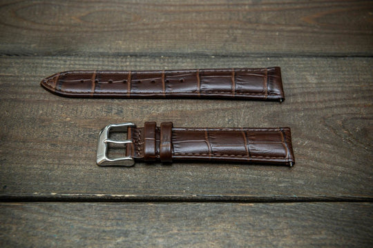 Leather watch strap, band made of calf leather with croc grain pattern 18, 19, 20, 21, 22 mm, Quick Release. - finwatchstraps