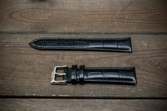 Leather watch strap, band made of calf leather with croc grain pattern 18, 19, 20, 21, 22 mm, Quick Release. - finwatchstraps