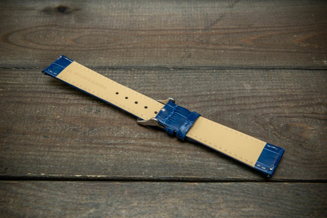 Leather watch strap, band made of calf leather with croc grain pattern 18, 19, 20, 21, 22 mm, Quick Release. - finwatchstraps