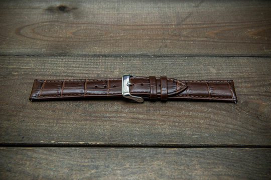 Leather watch strap, band made of calf leather with croc grain pattern 18, 19, 20, 21, 22 mm, Quick Release. - finwatchstraps