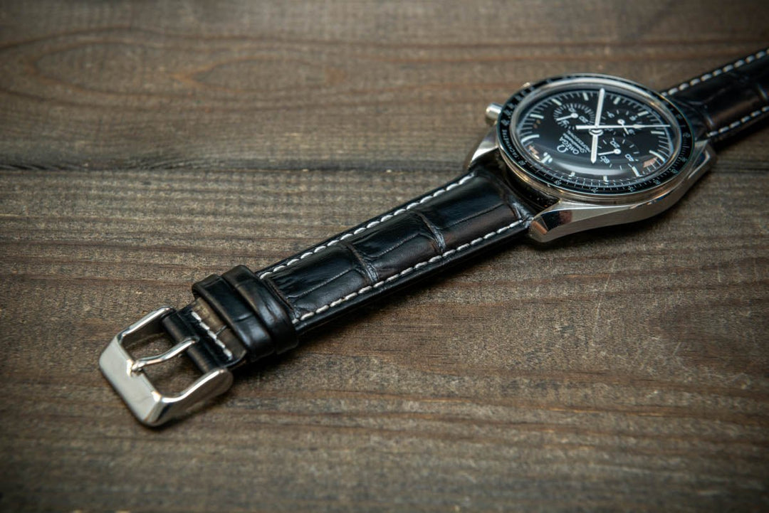 Leather watch strap, band made of calf leather with croc grain pattern 18, 19, 20, 21, 22 mm, Quick Release. - finwatchstraps