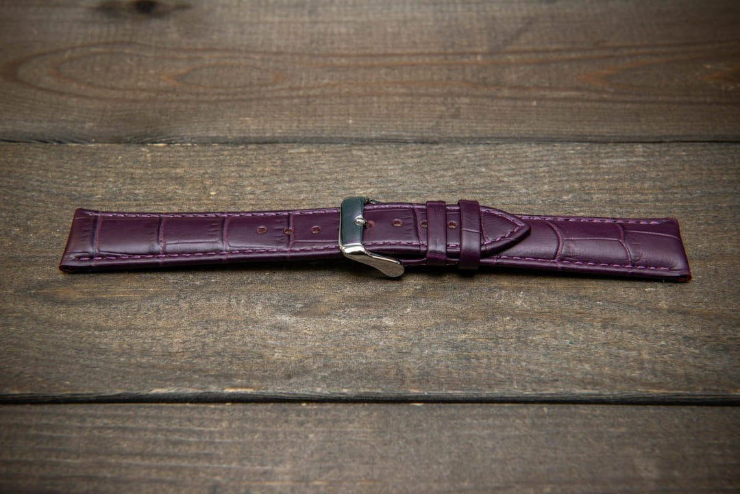 Leather watch strap, band made of calf leather with croc grain pattern 18-24 mm - finwatchstraps