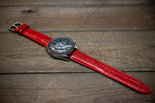 Leather watch strap, band made of calf leather with croc grain pattern 18-24 mm - finwatchstraps