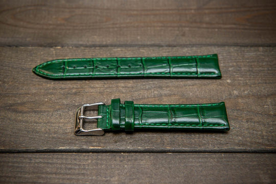 Leather watch strap, band made of calf leather with croc grain pattern 18-24 mm - finwatchstraps