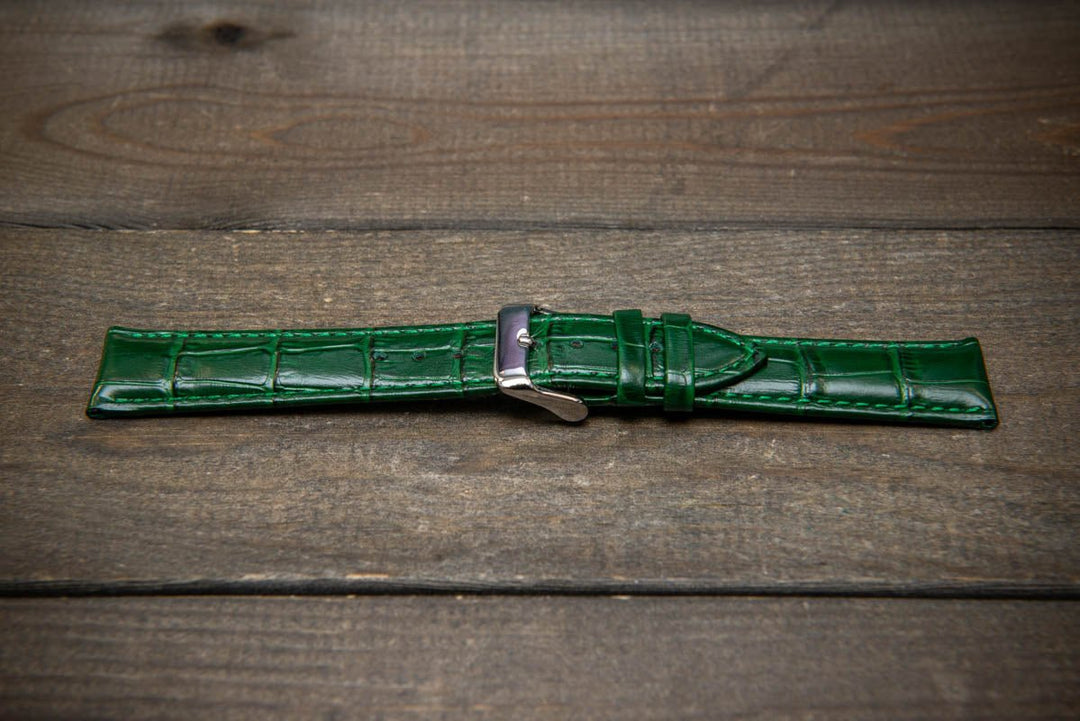 Leather watch strap, band made of calf leather with croc grain pattern 18-24 mm - finwatchstraps