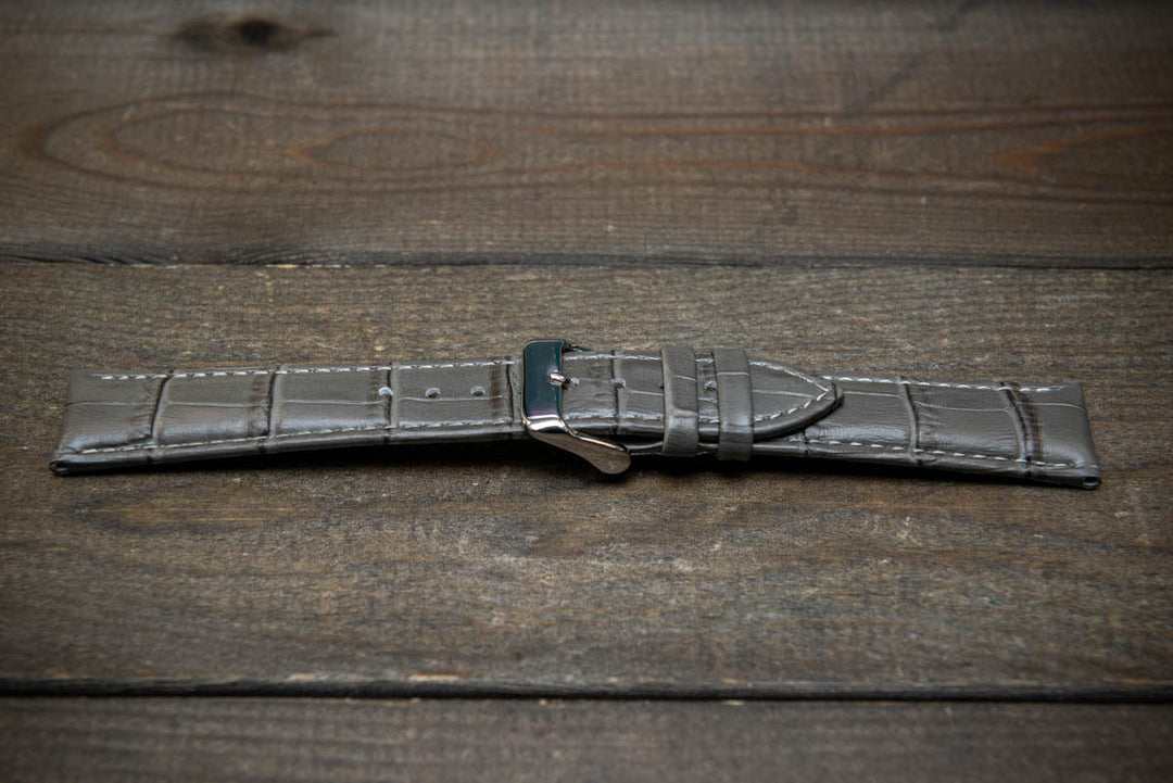 Leather watch strap, band made of calf leather with croc grain pattern 18-24 mm - finwatchstraps