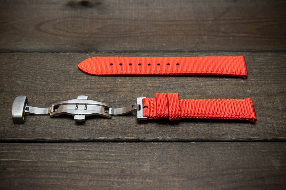 Sailcloth waterproof watch strap. Deployment clasp. - finwatchstraps