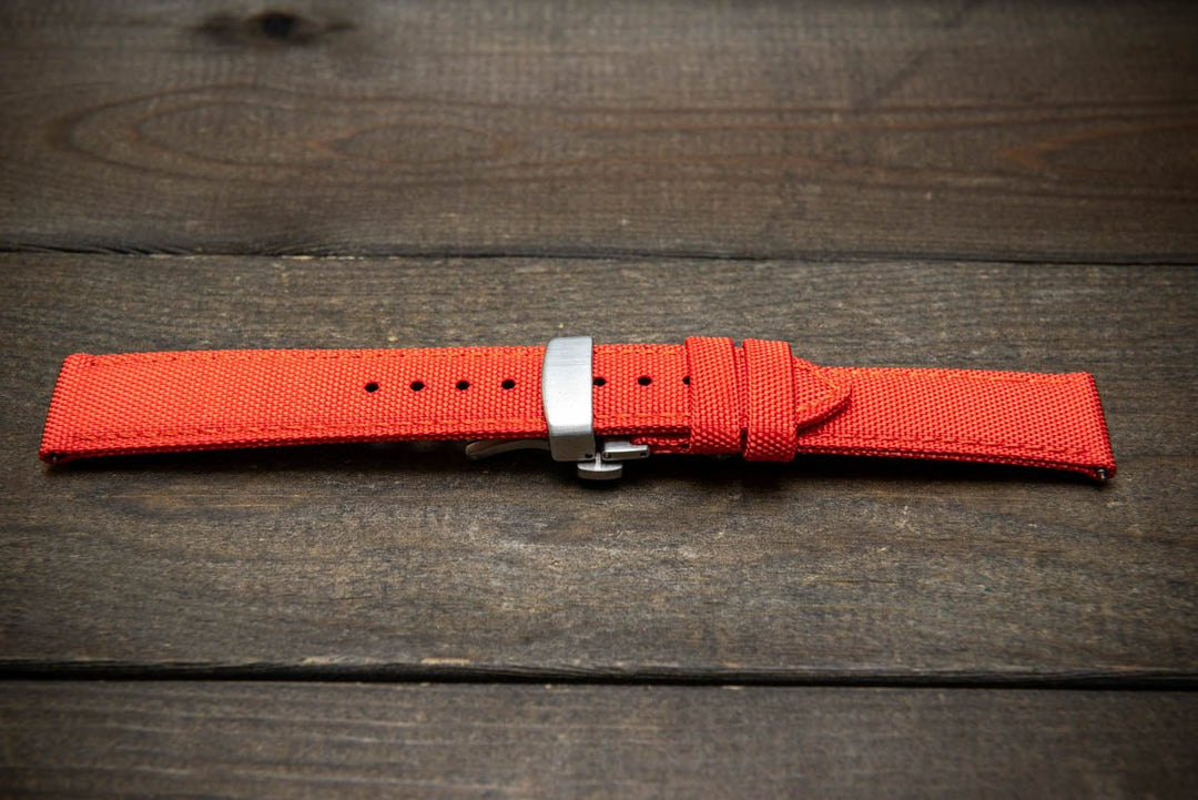 Sailcloth waterproof watch strap. Deployment clasp. - finwatchstraps