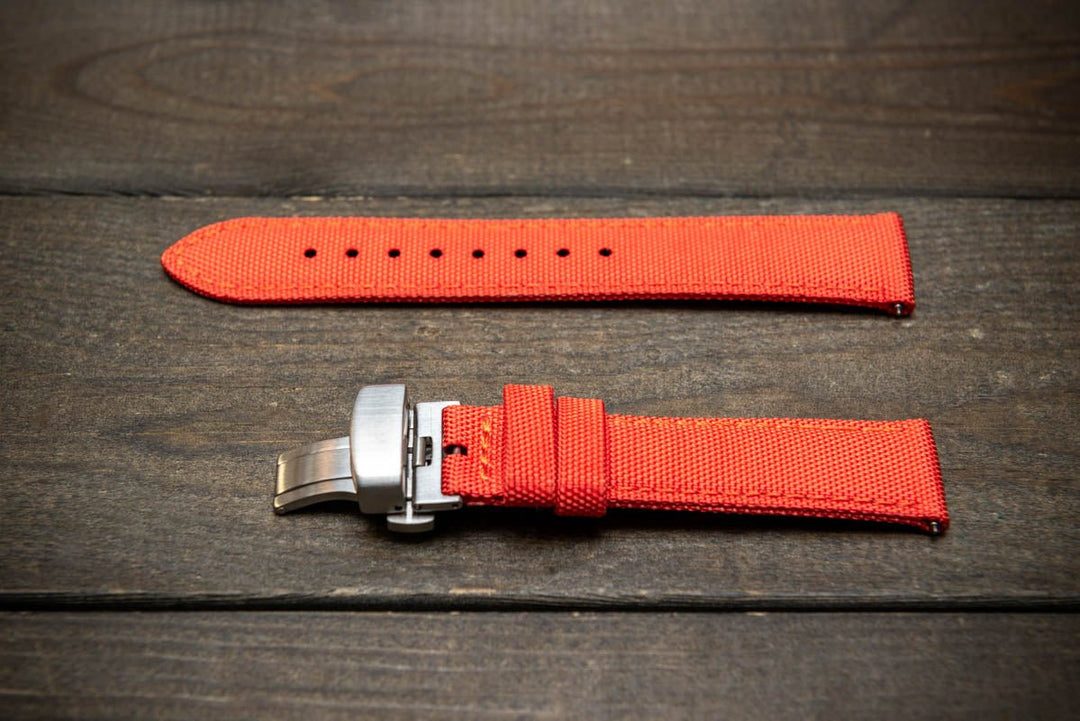 Sailcloth waterproof watch strap. Deployment clasp. - finwatchstraps