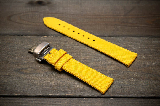 Sailcloth waterproof watch strap. Deployment clasp. - finwatchstraps