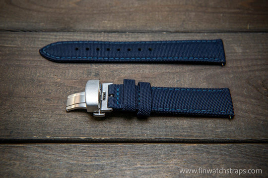 Sailcloth waterproof watch strap. Deployment clasp. - finwatchstraps